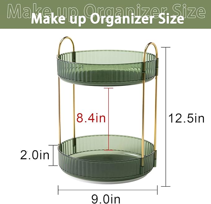 shuang qing Rotating Makeup Organizer for Vanity, High-Capacity Skincare Make Up Storage Perfume Organizers Cosmetic Dresser 