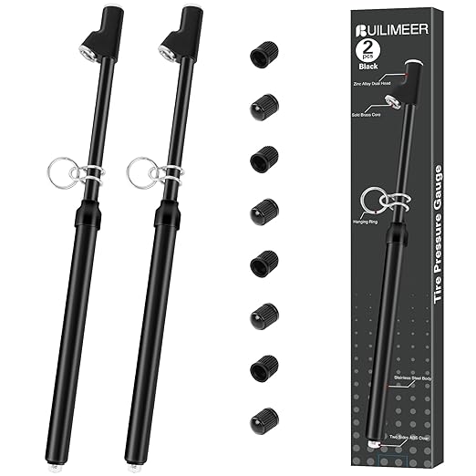 2-Pack Dual Head Tire Pressure Gauge – Heavy Duty 10-150 PSI Air Pressure Gauge with Stainless Steel Body, Metal Nozzle & Durable Plated Brass – for Cars, Trucks, Bikes, RVs (Black)