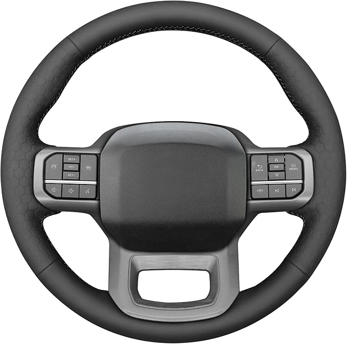 MEWANT Steering Wheel Covers for Ford F-150 2021-2023 / F-150 Lightning 2022-2023 Hand-Stitched F150 Steering Wheel Wrap