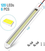 CT CAPETRONIX 12v LED Interior Light Bar, 120LEDs 1500LM 8W DC 12 Volt led Strip Lights with ON/Off Switch, for Enclosed Cargo Trailer, Car RV Van Truck Lorry Camper Boat Caravan Motorhome (6Pack)