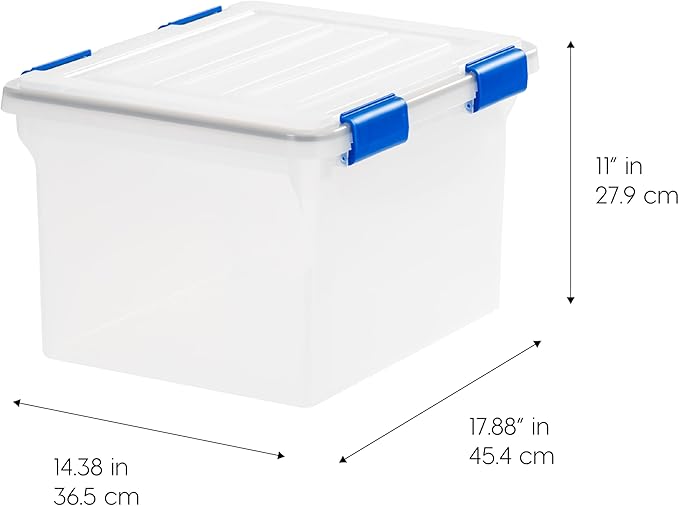 IRIS USA File Box, WeatherPro File Organizer for Letter/Legal File, Water Resistant Document Box, Plastic Gasket File Box Wit