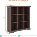 OSCHF Cube Shelf Bookcase with Base - Wooden 3 Tiers Floor Standing Low Storage Cabinet for Home and Office, 9-Cube Lattice B