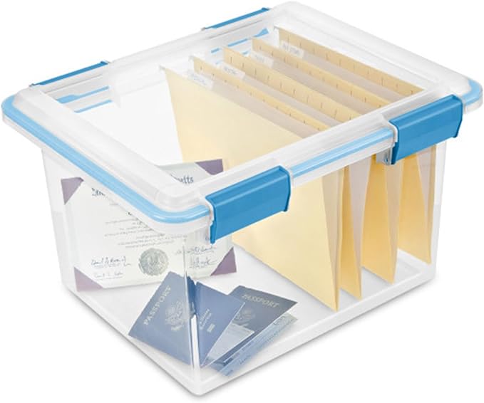 Sterilite 12-Pack Gasket Box, Weather-Resistant Storage Bins with Latching Lids, 32 Quart - Heavy-Duty Organizing Containers 