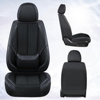 Coverado Front Seat Covers, 2 Pieces Universal Seat Covers for Cars, Breathable Fabric & Leather Car Seat Protectors, Car Sea