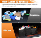 Car Trunk Organizer, Oxford Fabric Waterproof & Anti-Slip Vehicle Storage Box with Leak Proof & Insulated Cooler Bag, Large Cap