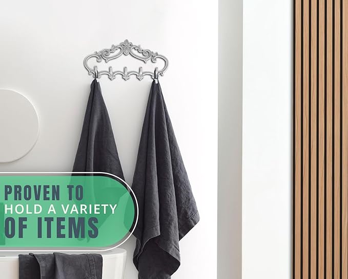 Comfify Cast Iron Wall Hanger – Rustic Design with 5 Hooks – Heavy Duty Metal Organizer for Keys, Towels, Robes, and Clothes 