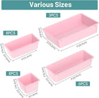 WOWBOX 25 PCS Plastic Drawer Organizer Set, 4 Sizes Desk Drawer Divider Organizers and Storage Bins for Makeup, Jewelry, Gadg