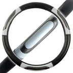 BDK Sporty Two Tone Ergonomic Grip Steering Wheel Cover - Carbon Fiber Grip for Standard Size Wheels 14.5-15 inch Gray/Black