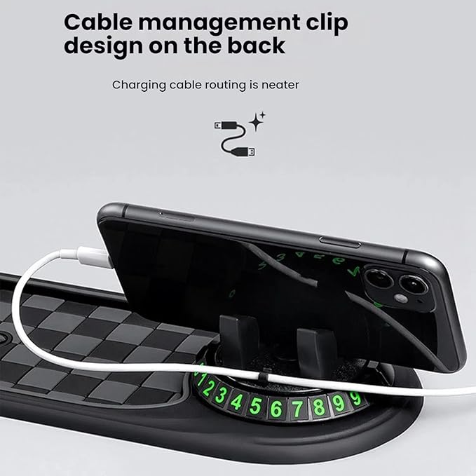Multifunction Car Anti-Slip Mat, 3-in-1 Rotating Dashboard Mat, Large Storage Pad, Anti-Slip Phone Holder, 360° Rotating Moun