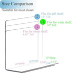 Shelf Dividers for Closet Organization: 12" Tall Acrylic Closet Dividers for Shelves - Clear Free Standing Shelf Separators f