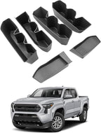 ECOZEN Door Pocket Organizer Set For 2024-2026 Toyota Tacoma - 4 Pcs TPE Door Side Storage Tray Compatible With Tacoma 2024-2026 Interior Accessories - Protection & Easy to Clean - Double Cab Only