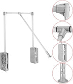 uyoyous Pull Down Closet Rods, Adjustable 35-48 Inch Wardrobe Rail Lift Collapsible Closet Rod Aluminium Retractable Wardrobe