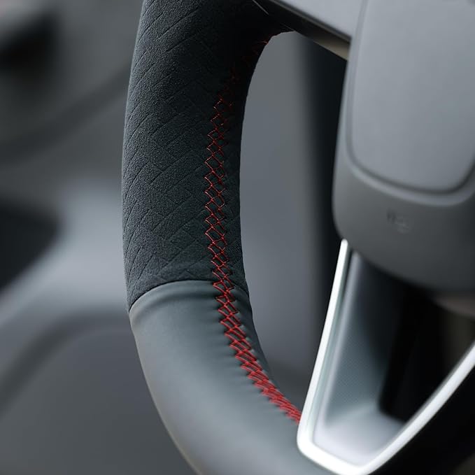 MEWANT DIY Stitching Steering Wheel Cover Wrap for Tesla Model 3 Highland 2023-2025/Model Y 2025 Highland for Tesla Model 3/Model Y Accessories