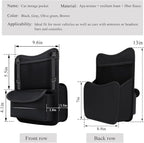 Car Organizer Storage Between Seats, Leather Large Capacity Automobile Handbag Hanging Store Content Bag, Auto Console Organizer Holder for Snack Phone Document Storages, Car Accessories (Black)