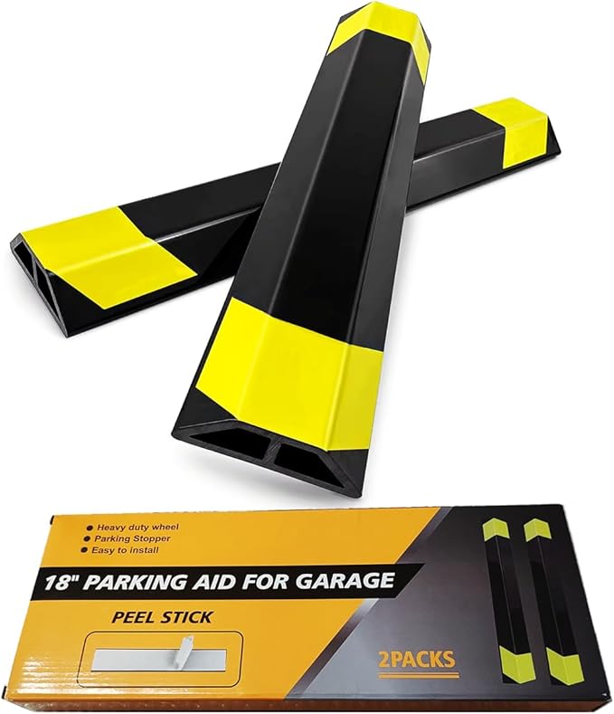 Heavy Duty Parking Aid for Garage, 18" Car Parking Stopper for Garage 2 Pack, Parking Aids Protects Car, Parking Stopper Easy to Install 2 Packs 18" L (2 Pack 18" L x 1.25H)