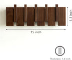 Wood Coat Rack Wall Mount - Large Walnut Piano Coat Rack wtih 5 Hooks for Hanging Clothes,Keys,Robes,Purse,Towels,Modern Deco