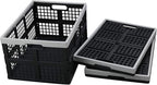 Kekow 3-Pack Black Plastic Collapsible Storage Basket, 42 L Folding Crates Storage