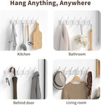 GWAAZXGZ Coat Rack Wall Mount Hooks - 15 Inch Matte White Metal 6-Hook Organizer Wall Mounted, Modern Kids Room, Entryway & B