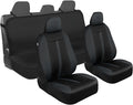 Motor Trend Front & Rear Car Seat Covers Full Set - Charcoal Cloth Bucket Seat Covers for Front Seats + Waterproof Rear Split