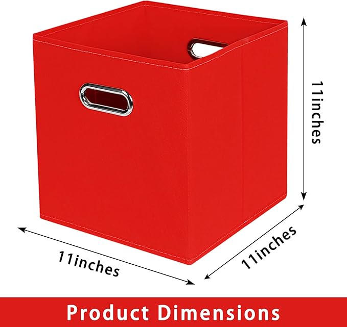 Fabric storage bins Cubes, Fabric Cube Organizer with Handle, Foldable Cube Bins for Cloth or Accessary Storage, 11x11x11, Se