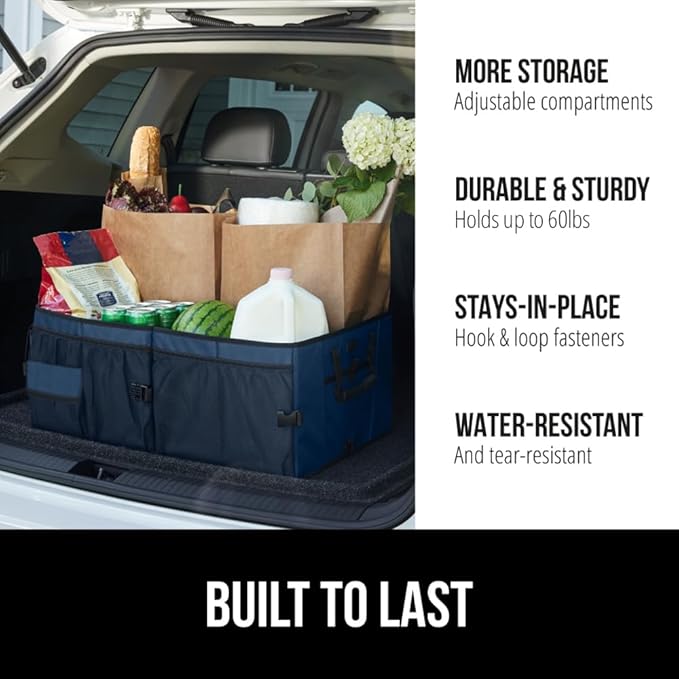 GORILLA GRIP Large Capacity Sturdy Trunk Storage Organizer, Slip and Water Resistant Collapsible Organization Container for