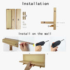 FRIADE PE Rattan Coat Rack Shelf Wall Mounted with 4 Hooks, Decorative Coat Hook Rack with Floating Shelf for Entryway, Nurse