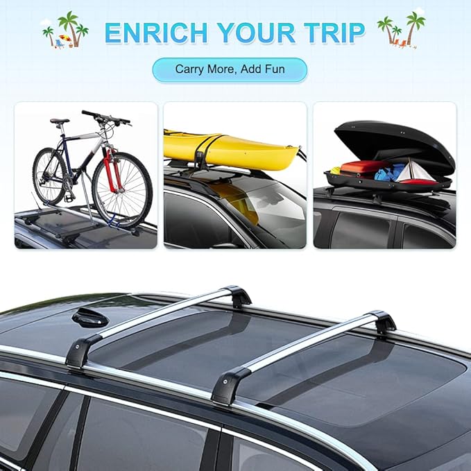 JDMON Roof Rack Cross Bars Compatible with Hyundai Tucson 2016 2017 2018 2019 2020 2021 with Side Rails Anti-Theft Locks Desigh, Aluminum Luggage Rack for Rooftop Cargo Bag Carrier Kayak Bike, Silver