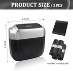2PCS Car Trash Can with Lid + 60PCS Garbage Bag,Mini Trash Can Car Interior Accessories with Capacity 700ml,Multifunctional CCar Organizers and Storage(Silver)