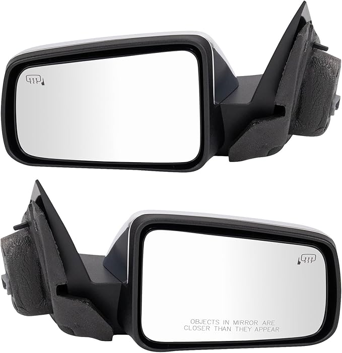 TRQ Driver & Passenger Side Power Heated Mirror Set Smooth Black Textured Compatible with 2008-2011 Ford Focus FO1320319 FO13