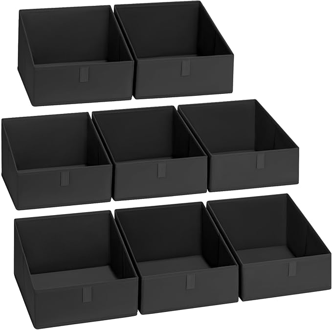 DIMJ Closet Storage Bins 8 Pack - Fabric Trapezoid Closet Organizer Bin, Foldable Storage Baskets for Shelves, Closet Shelf O
