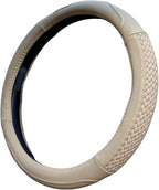 Moyishi Top Leather Steering Wheel Cover Universal Fit Soft Breathable Steering Wheel Wrap (Cream-Colored)