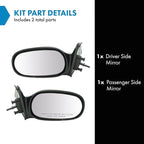 TRQ 2 Piece Driver and Passenger Side Mirror Assembly Set Manual Adjustment Non-Heated No Memory Semi Gloss Black Compatible 