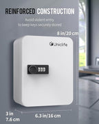 Uniclife 20 Position Key Cabinet with Combination Lock Resettable White Digital Security Storage Box Steel Key Organizer with
