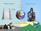 BeeGreen Turtle Reusable Grocery Bags Frog Elephant Penguin Jellyfish Shopping Bags Bulk 50LBS X-Large Heavy Duty 6 Pieces