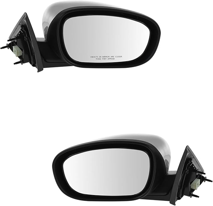 TRQ 2 Piece Driver and Passenger Side Mirror Assembly Set Electric Adjustment Heated No Memory Chrome Compatible with 2005-20