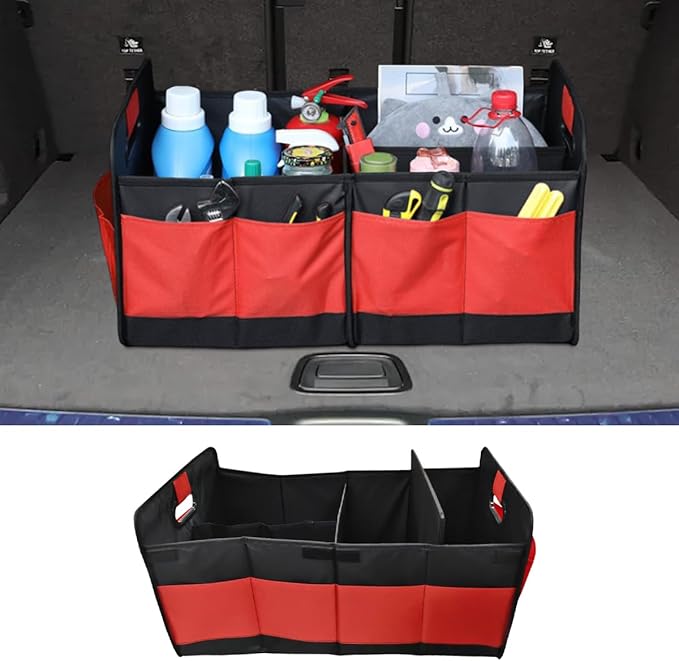 Car Trunk Organizer, Large Capacity Oxford Cloth Car Storage Box, Collapsible Multi-Compartment Organization Container,