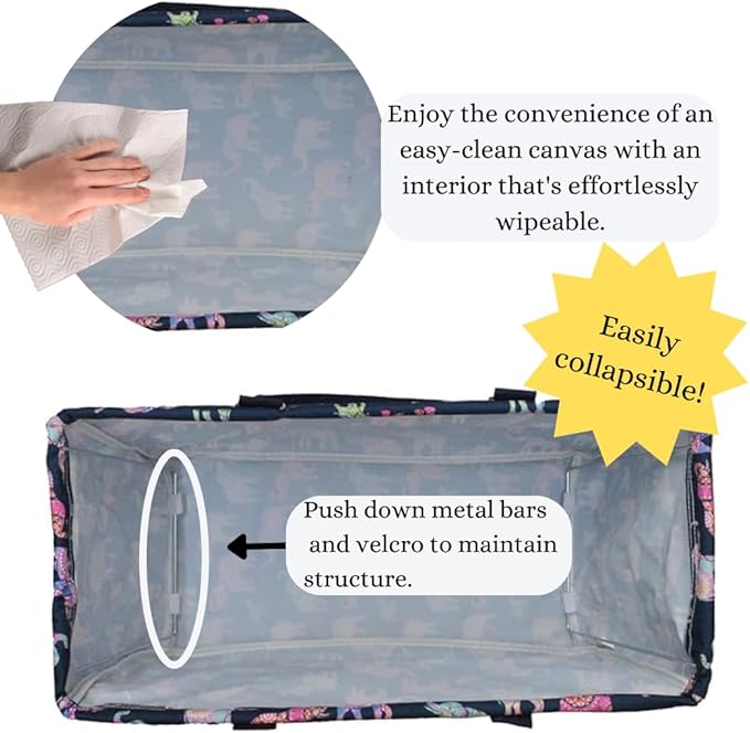 NGIL Extra Large Utility Tote Reusable Grocery Bag Oversized Collapsible for Groceries, Storage, Picnic, Beach (Bohemian Elephant-NAVY)
