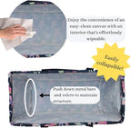 NGIL Extra Large Utility Tote Reusable Grocery Bag Oversized Collapsible for Groceries, Storage, Picnic, Beach (Bohemian Elephant-NAVY)