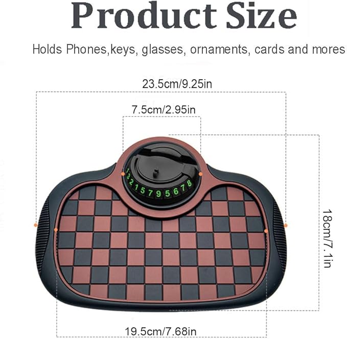 Multifunction Car Anti-Slip Mat, Car Dashboard Mobile Phone Holder, Rotating Anti Slip Mat Auto Phone Holder with Temporary P