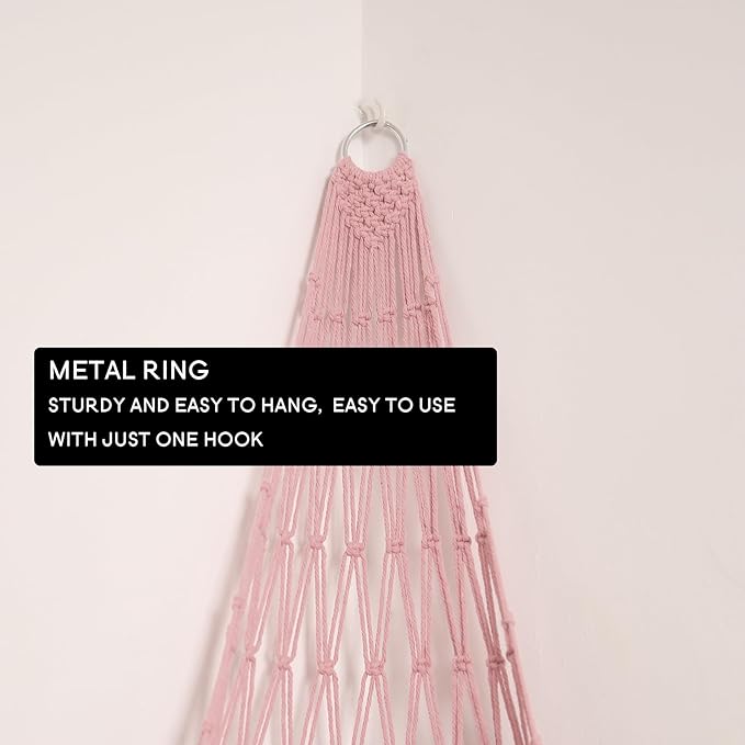 Amdermi Stuffed Animal Hammock Corner Hanging Net for Stuff Animal Storage Macrame Plush Toy Holder-Perfect for Tiny Space Wa