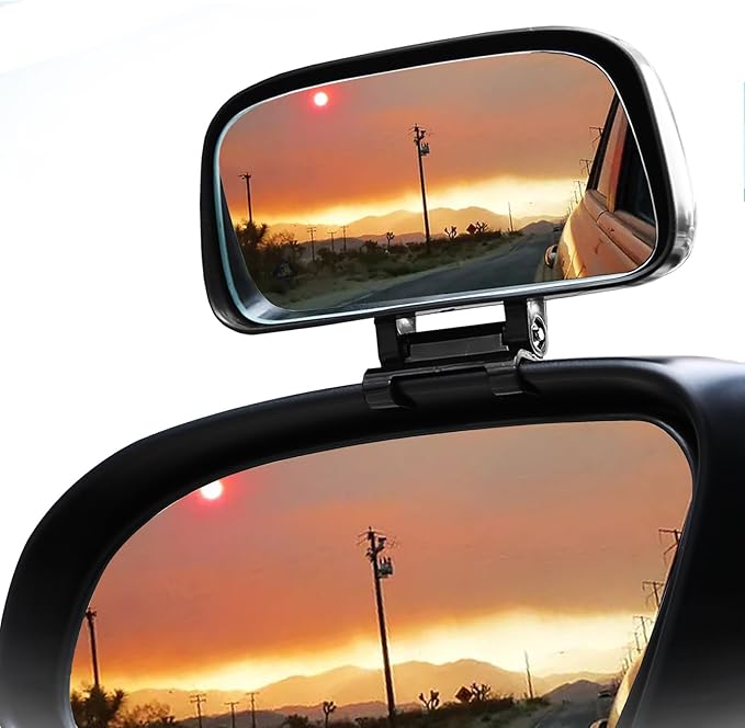 JONMON Blind Spot Mirror - Adjustable 360 Rotation Car Auxiliary Convex Wide Angle Mirror - Snap-On Clip for Side Rearview - Universal for Cars, Trucks, SUVs