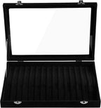 Frebeauty 15 Hooks Necklace Tray Velvet Neckalce Organizer with Clear Lid Lockable Necklace Holder Box Jewelry Organizer for 
