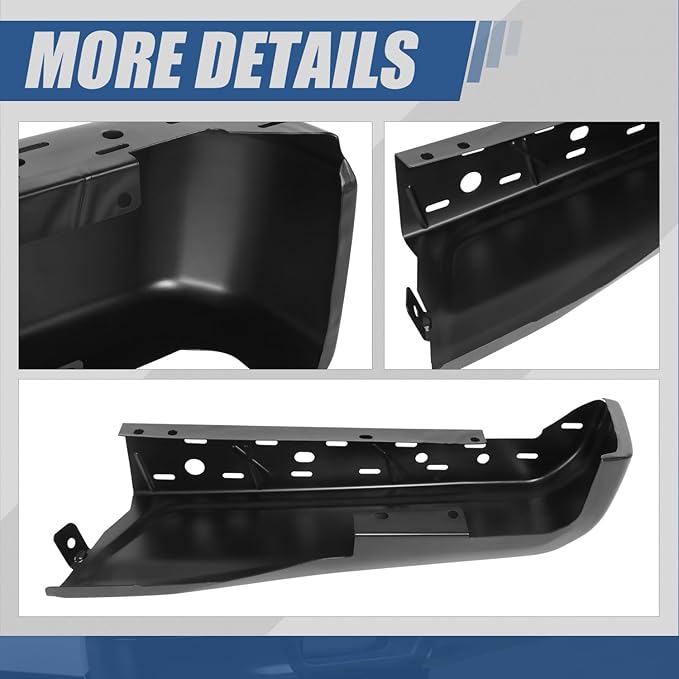 Auto Dynasty Rear Bumper End Caps Cover Compatible with 2015-2020 Ford F-150, Driver Left Side, Non Parking Sensor Holes, Primered/Painted Black