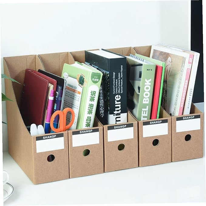 4pcs Lightweight Paper File Storage Boxes Desktop Document Organizers Bookcase Folder Holders for Office Desk Practical Stora