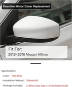 Left Driver Side Mirror Cover Cap Compatible with Nissan Altima 2013-2018 White