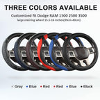 West Llama Customized Auto Car Steering Wheel Cover for Dodge RAM 1500 2500 3500, 15.5-16 inch (Black-Large Size)