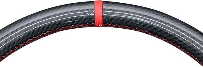 MEWANT Hand Stitched Steering Wheel Cover for Chevy Silverado 1500 2003-2006 Glossy PU Carbon Fiber Suede Steering Wrap