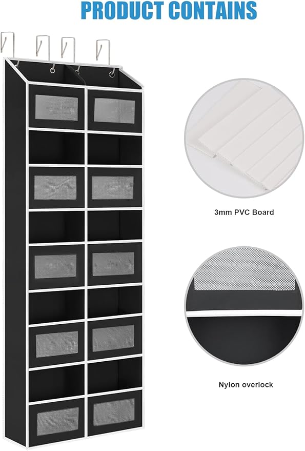 Over the Door Organizer Hanging- 10 Compartments, 80 lbs Load Behind Door Stuffed Animal Storage, Extra Large Toys Storage Or