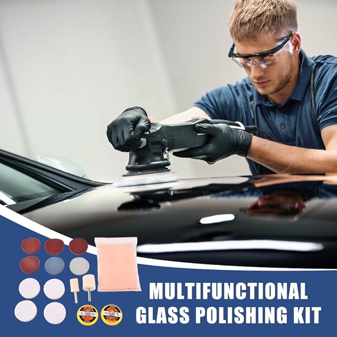 Glass Polishing Kit, 39Pcs/Set Glass Scratch Remover, Deep Scratch Window Repair Tool, Window Windscreen Repair Kit with Ceri