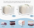 Soft Large Canvas Comforter Storage Bags with Four Carrying Handles and Clear Window, Closet Organizer for Clothing, Blankets